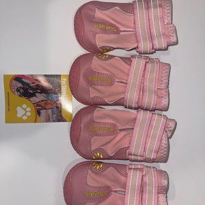 QUMY Dog Boots Shoes for Large Dogs Pink 4 Piece Size 7